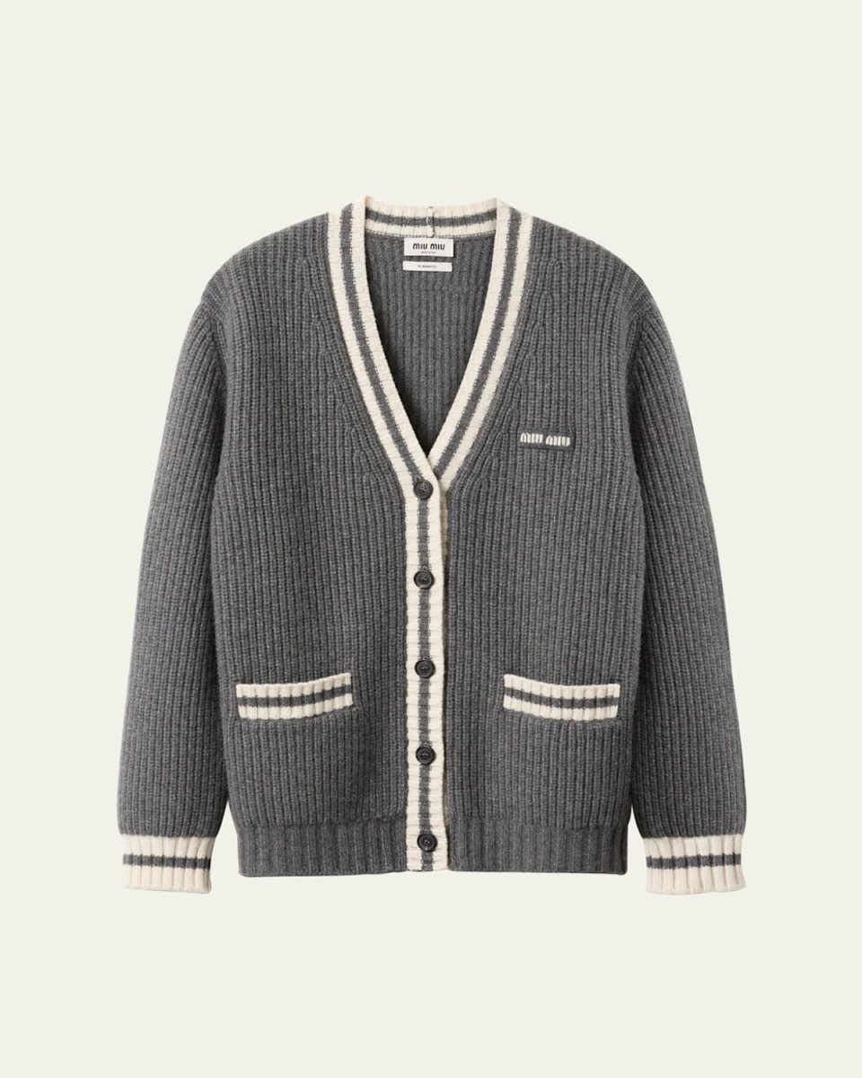 V-Neck Wool-Cashmere Cardigan